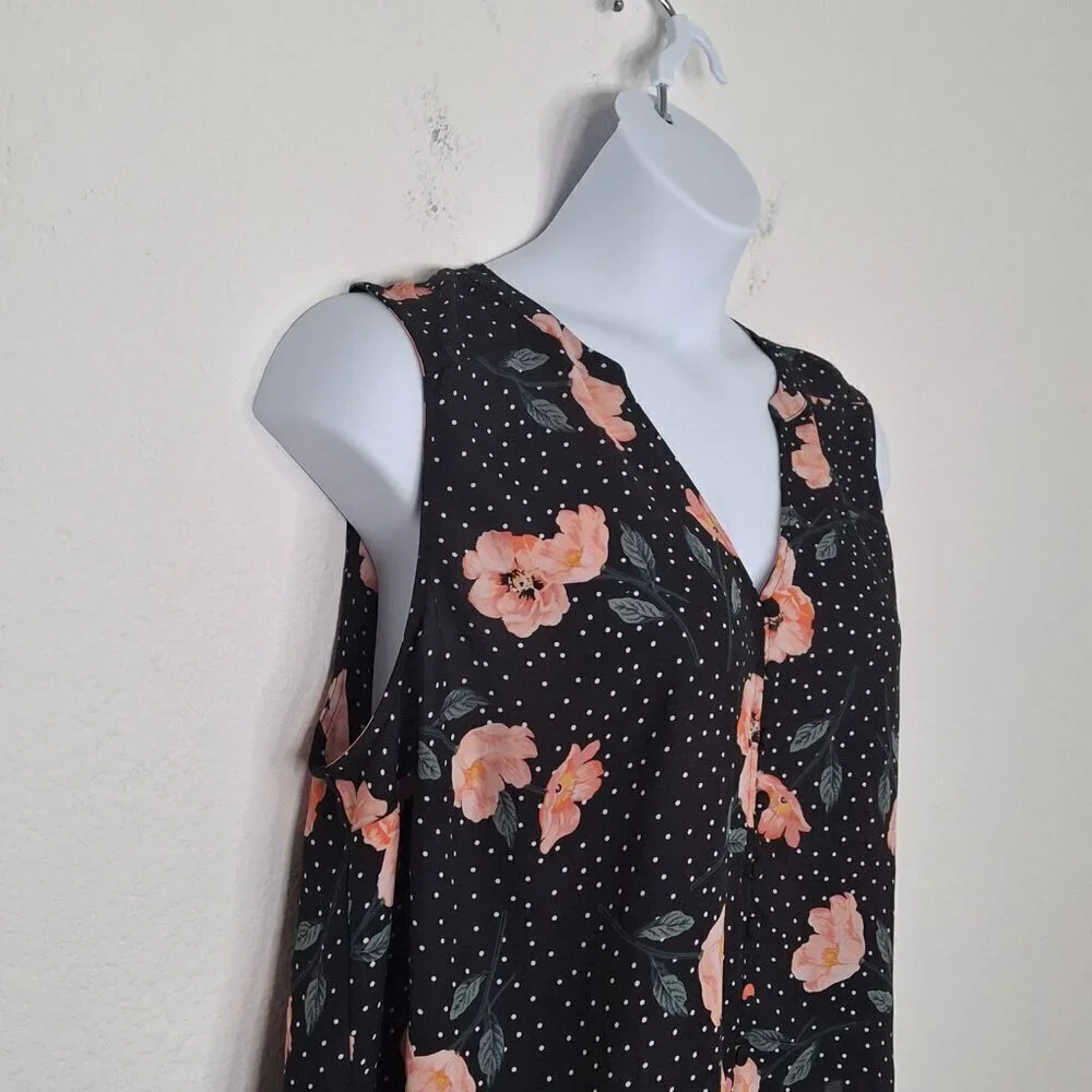 Torrid Harper Blouse Floral Polka Dot Sz 2 Crop Button Down Rockabilly Office